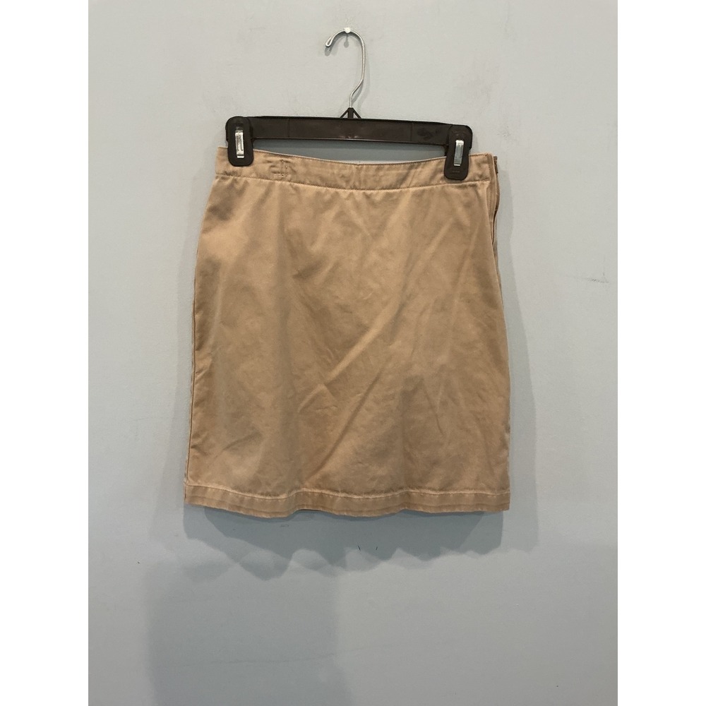 Lands End Kids Girls Skort 14S 14 Short Tan Khaki School Uniform Chino Private